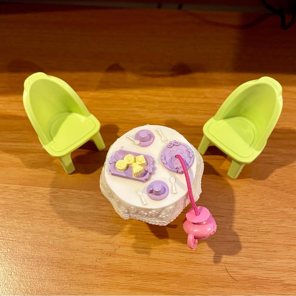 Fisher-Price Loving Family Furniture Lot – Blue Sofa, 2 Chairs, Tea Party Table - Picture 2 of 7